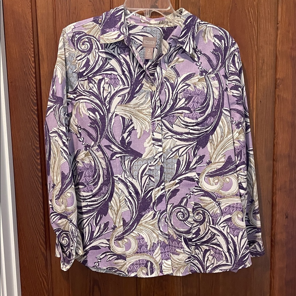 Elegant Purple and Cream Button Down Shirt